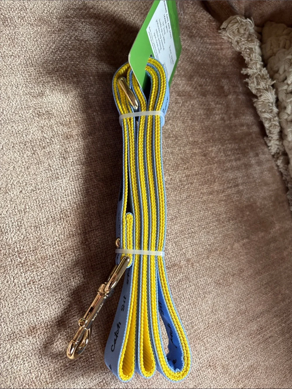 kate spade Blue and Yellow Dog Leash with Gold Hardware
